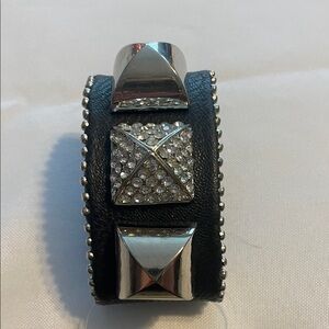 Charlotte Russe Black Leather Bracelet with Silver Accents